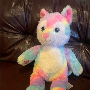 Great Wolf Lodge Build A Bear Pastel Rainbow Wolf Plush 16” Retired 2021 EUC